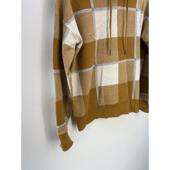 RACHEL ROY Sweater Womens KNIT Pullover Hoodie Blue Tan White Pla… - Picture 3 of 8